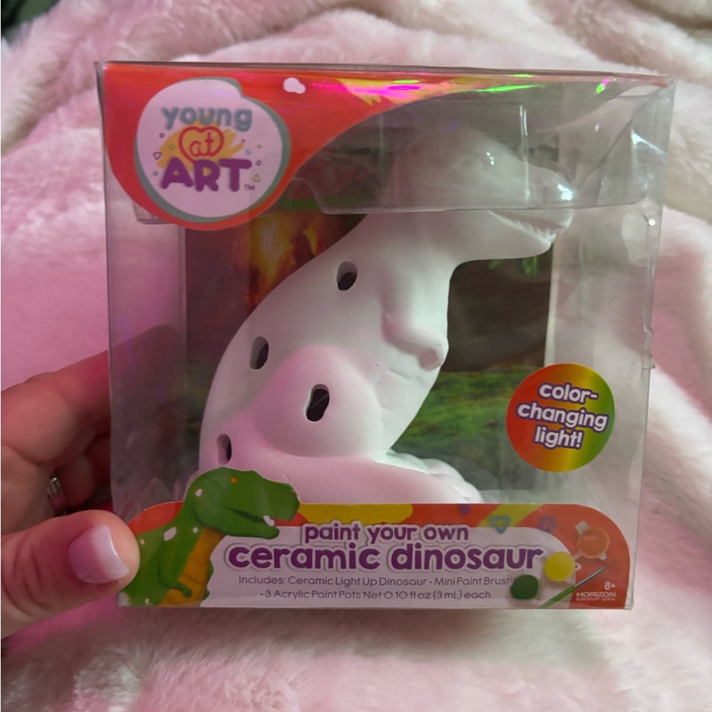 Young at Art Ceramic Dinosaur with Color-Changing Light